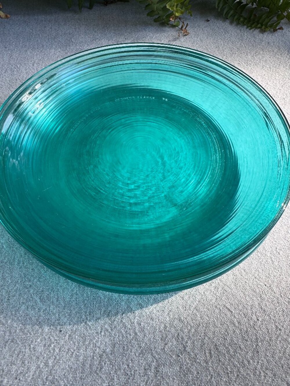 Vintage Arcoroc France Turquoise Jardiniere Glass Salad Plates - Ribbed Tempered